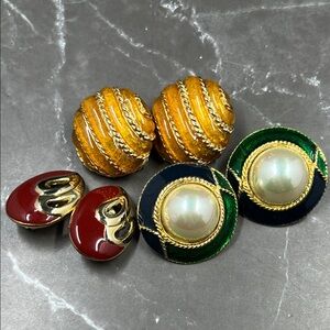 Lot of Vintage 90’s Gold Toned Enamel Earrings